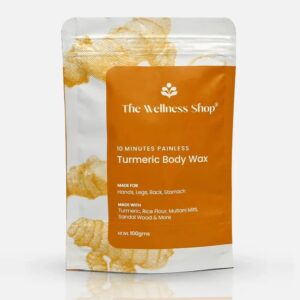The Wellness Shop turmeric Facial and Bikini Wax powder Painless Hair Removal Exfoliates Brightens Odorless Formula 100g