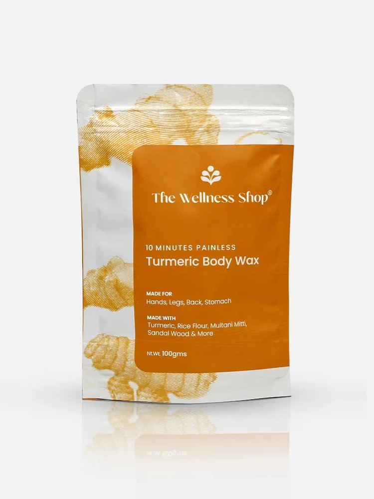 The Wellness Shop turmeric Facial and Bikini Wax powder Painless Hair Removal Exfoliates Brightens Odorless Formula 100g
