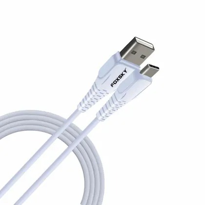 FOXSKY TC001 Type C Cable Data transfer rate 480 Mbps Cable length 100 cm 3 Amp Fast Charging white colour