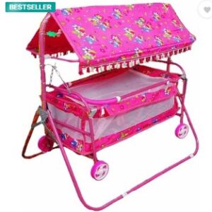 Steeloart Baby Cradle Cot Cum Stroller Pink Bassinet