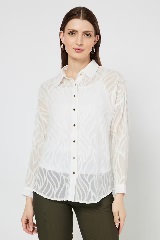 FRATINI Solid Georgette Regular Fit Womens Shirt White Colour M Size