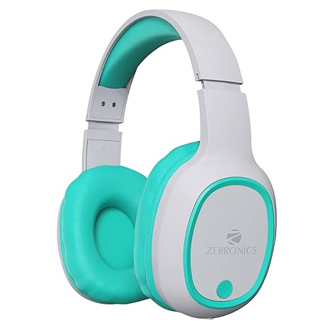 ZEBRONICS Thunder Bluetooth 5.3 Wireless Over Ear Headphones Blue Colour