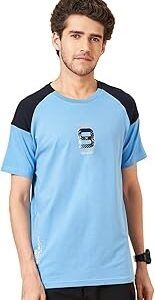 Ajile by Pantaloons Mens Solid Slim Fit T Shirt Sky Blue Colour S Size