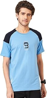 Ajile by Pantaloons Mens Solid Slim Fit T Shirt Sky Blue Colour S Size