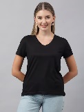 COLOR CAPITAL Women Cotton Black T Shirt S Size