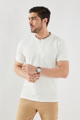 FRATINI Solid Blended Fabric Regular Fit Mens T Shirt White Colour M Size