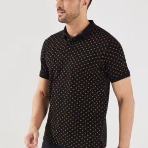 FRATINI Printed Cotton Polo Mens TShirt Size xl JET BLACK