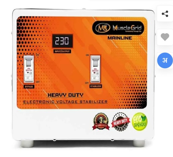 Muscle Grid 8KVA 90 300V 32Amps Heavy Duty Copper Wired Stabilizer for Home