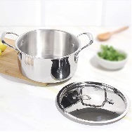 SAVYA HOME Triply Stainless Steel Tope Patila with Lid 22cm