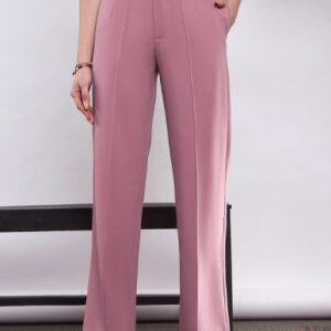 SASSAFRAS Women Pink Straight Fit High Rise Bootcut Trousers M Size
