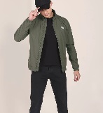 U S POLO ASSN High Neck Solid Polyester JacketOlive Colour L Size