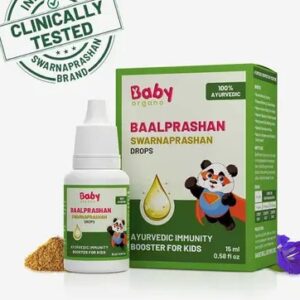 Private Label BabyOrgano Swarnaprashan Baalprashan 100percent Ayurvedic Immunity Booster Drops for Kids 15ml Green