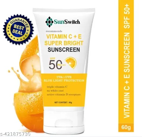 Private Label Sunscreen SPF 50 PA Vitamin C E Super Bright Sunscreen SPF 50 PA 60 g
