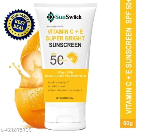 Private Label Sunscreen SPF 50 PA Vitamin C E Super Bright Sunscreen SPF 50 PA 60 g