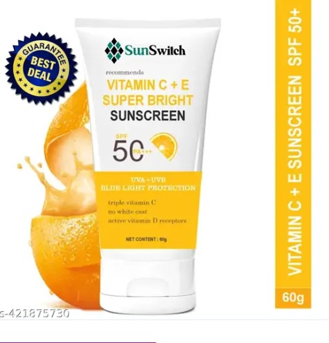 Private Label Sunscreen SPF 50 PA Vitamin C E Super Bright Sunscreen SPF 50 PA 60 g