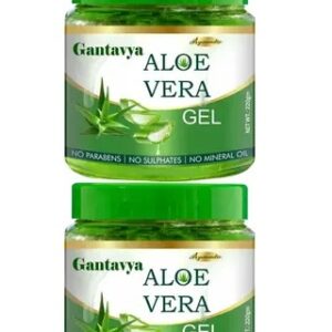 Gantavya Aloe Vera Gel with 100percent Pure Aloe From Freshly Cut Aloe Plant Men and Women 220gm pack of 2