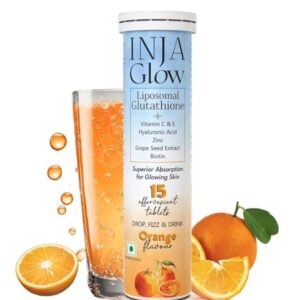 INJA Glow Liposomal Glutathione with Vitamin C AND E Orange Flavour 15 Tablets