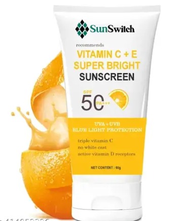 Sunswitch Sunscreen Vitamin C E Super Bright Sunscreen SPF 50 60 g