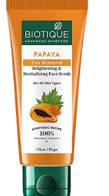 BIOTIQUE Brightening and Revitalizing Face Scrub Papaya Tan Removal All Skin Type 50 g
