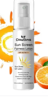 Private Label Drybins Sunscreen SPF 40 PA Whitening sunscreen for Anti Wrinkle Non Greasy with Broad Spectrum UVA and UVB Rays Protection 100 ml