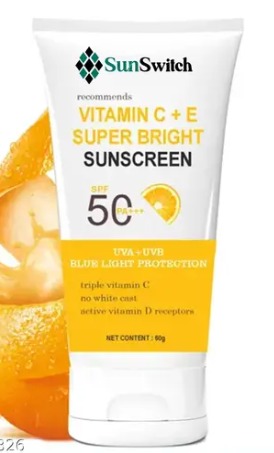 Private Label Vitamin C plus E Super Bri1ght Sunscreen SPF 50 PA plus 60gm