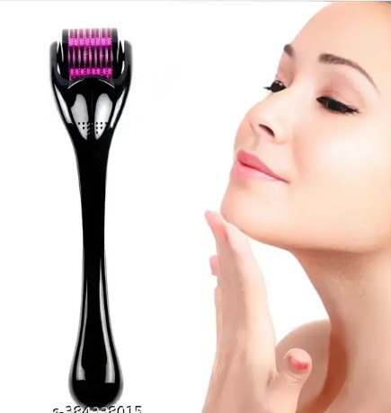 Private Label Derma Roller System with Micro Needles for Treating Acne Scars Black And Pink Colour