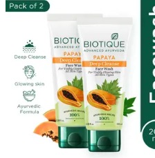 BIOTIQUE Papaya Deep Cleanse For Glowing SkinF ace Wash PACK OF 2 100ml