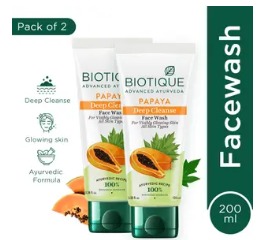 BIOTIQUE Papaya Deep Cleanse For Glowing Skin Face Wash 100ml PACK OF 2