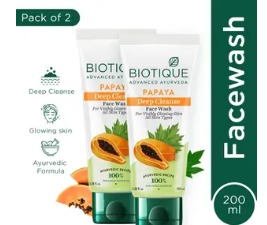 BIOTIQUE Papaya Deep Cleanse For Glowing Skin Face Wash 100ml PACK OF 2