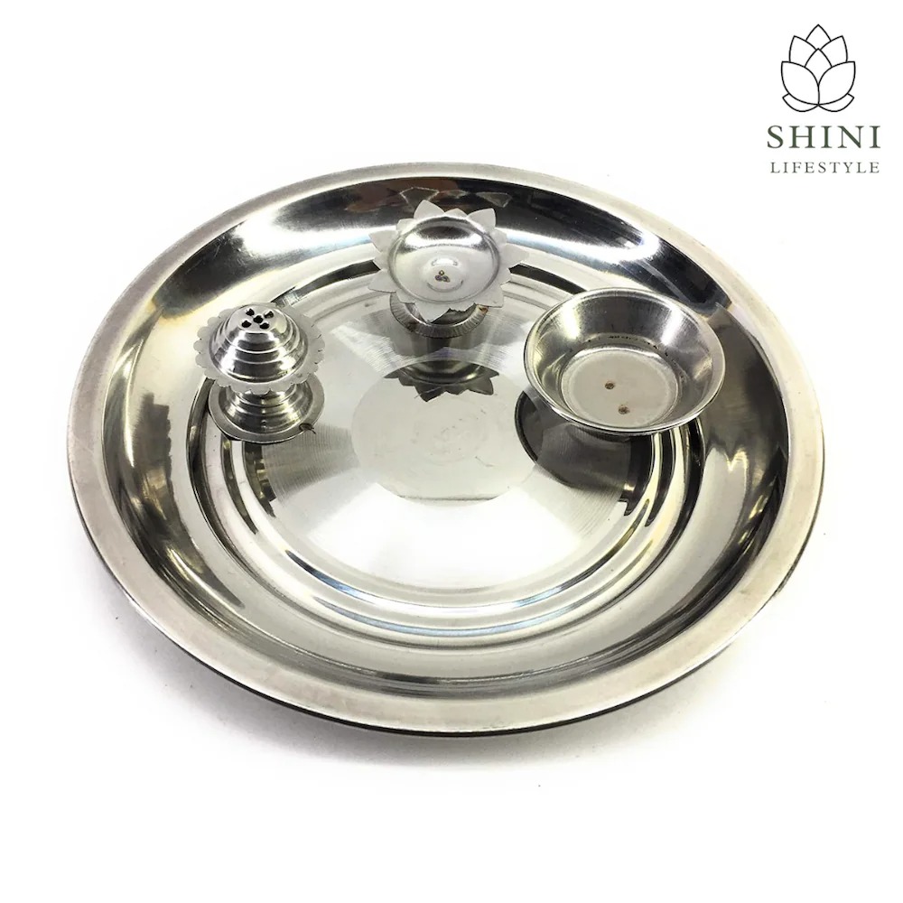 Steel Pooja Thali Set Aarti Thali For Home