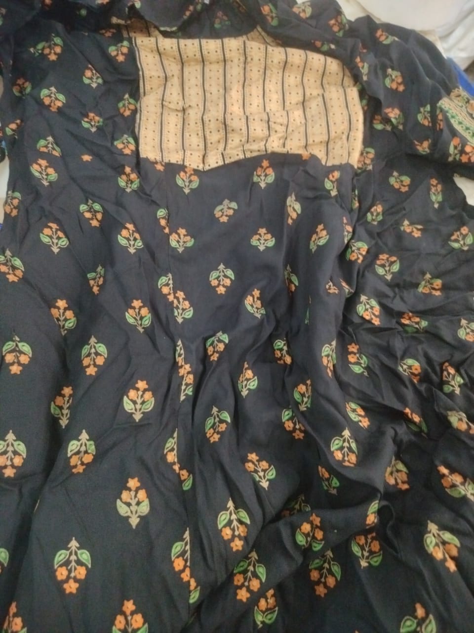 Women Black Floral Frock Size Xxl