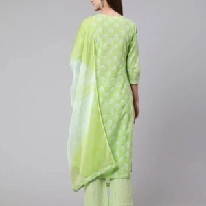 Women Green And White Dupatta