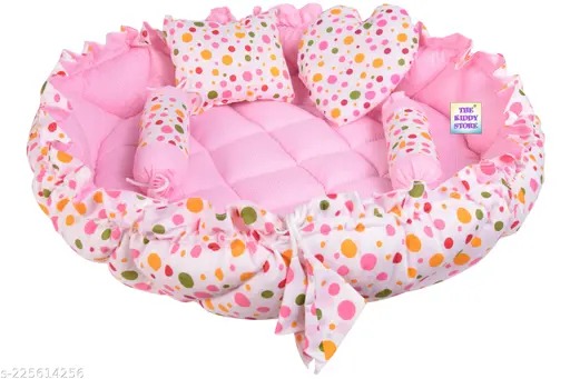 The Kiddystore Baby Bed Reversible Nest Bedding Set Sleeping Bed 0 To 6 Months Pink Color