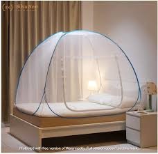 Mosquito Net Polyester Foldable Single Bed For Adult White Color And Red Patti