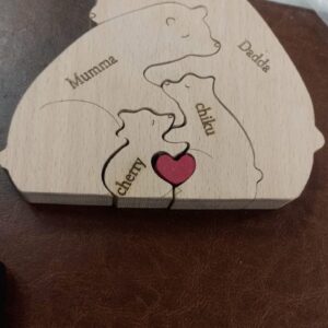 Gadoria Personalized Family Name Puzzle Wooden Bear Puzzle