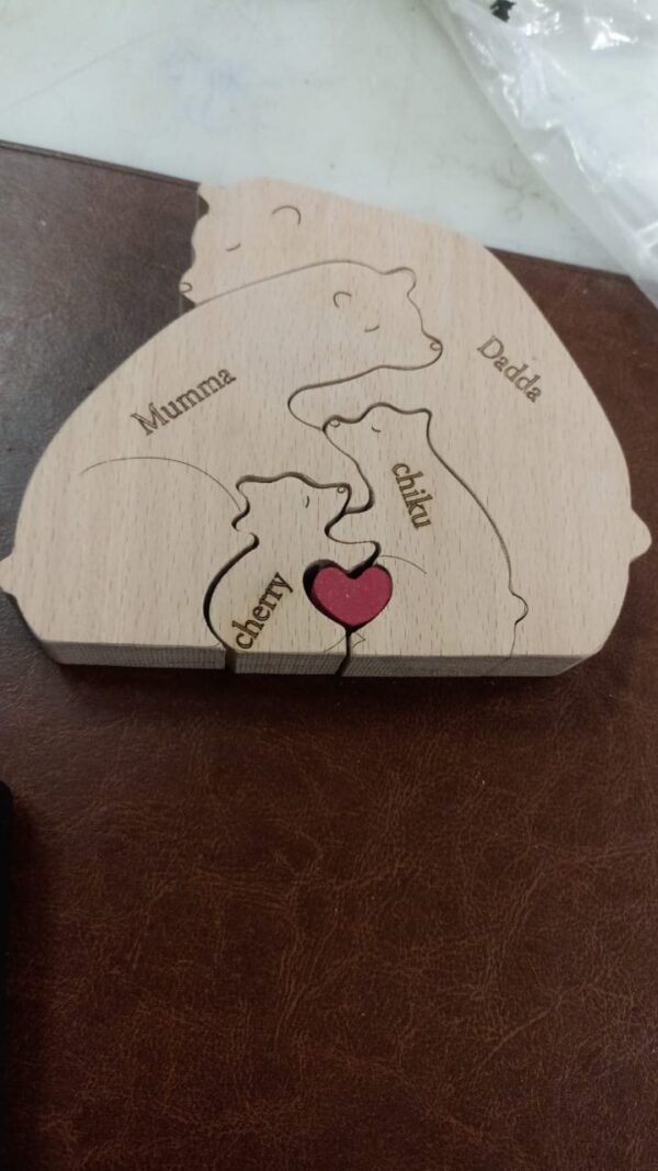 Gadoria Personalized Family Name Puzzle Wooden Bear Puzzle
