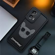Moto Edge 50 Pro Stylish Silicon Dog Back Cover Black