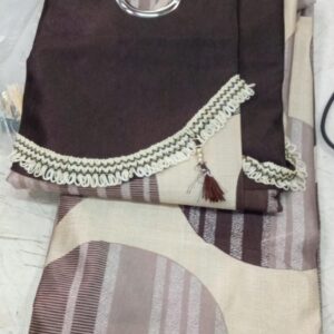 Brown Printed Door Curtains 7 Feet 1 Piece
