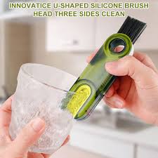 Grey And Green Rubber Cup Cleaning Brush