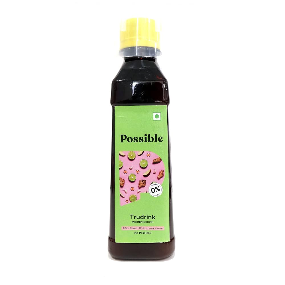 Possible Trudrink Morning Weight Loss Drink Combination of Apple Cider Vinegar Honey Ginger Garlic and Lemon 300 ml