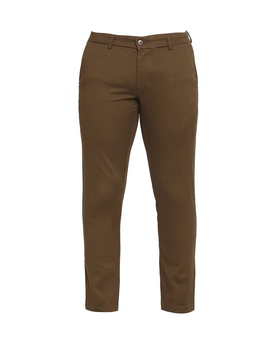 BASICS Flat Front Trousers with Insert Pockets Brown Colour Size 36