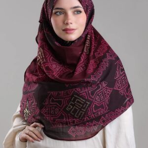 Bookita Bibi Khanym Maroon Luxe Foil Instant Hijab with Inner Voila Maxi maroon colour