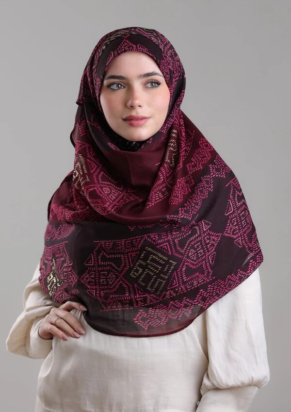 Bookita Bibi Khanym Maroon Luxe Foil Instant Hijab with Inner Voila Maxi maroon colour