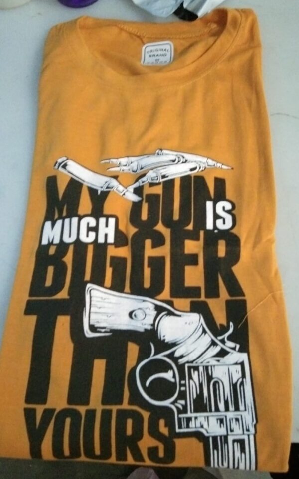 Private Lable Mens Printed T Shirt Yellow Color Size M