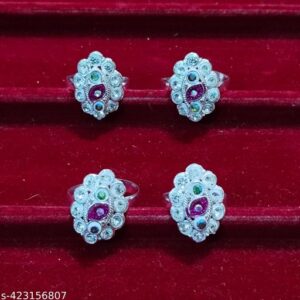 Private Lable womans fancy chain carry payal bichiya combo set Silver Colour