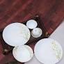 Laopala Diva Classique Collection White Orange 6 Pieces Opal Glass Dinner Set 1 plate 1 bowl missing