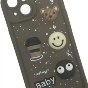 Private lable Back Cover for Yunikase iphone 15 Cute Luxury Teddy Design Brown Shock Proof Pack of 1