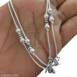Private Lable silver plated all day wear payal for women girl trendy anklet payal