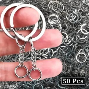 Private Lable 50Pcs Keychain Split Silver Plated Alloy Keychain for Bike Car House Office Diy Keychain Keyring
