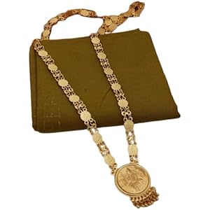 Private Lable BARBUDDY 30 inch Laxmi Coin Real Gold Look Chain Pendant Necklace Jewellery for Women Gold plated Plated Brass Chain